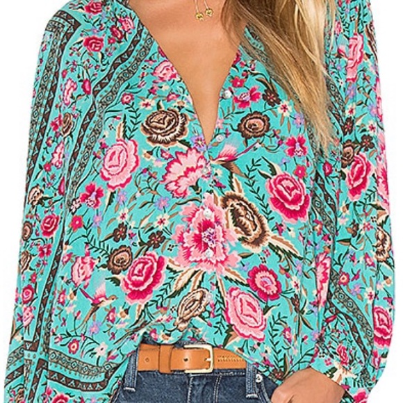 Spell Tops - For Megan M - Spell Babushka Turquoise Blouse